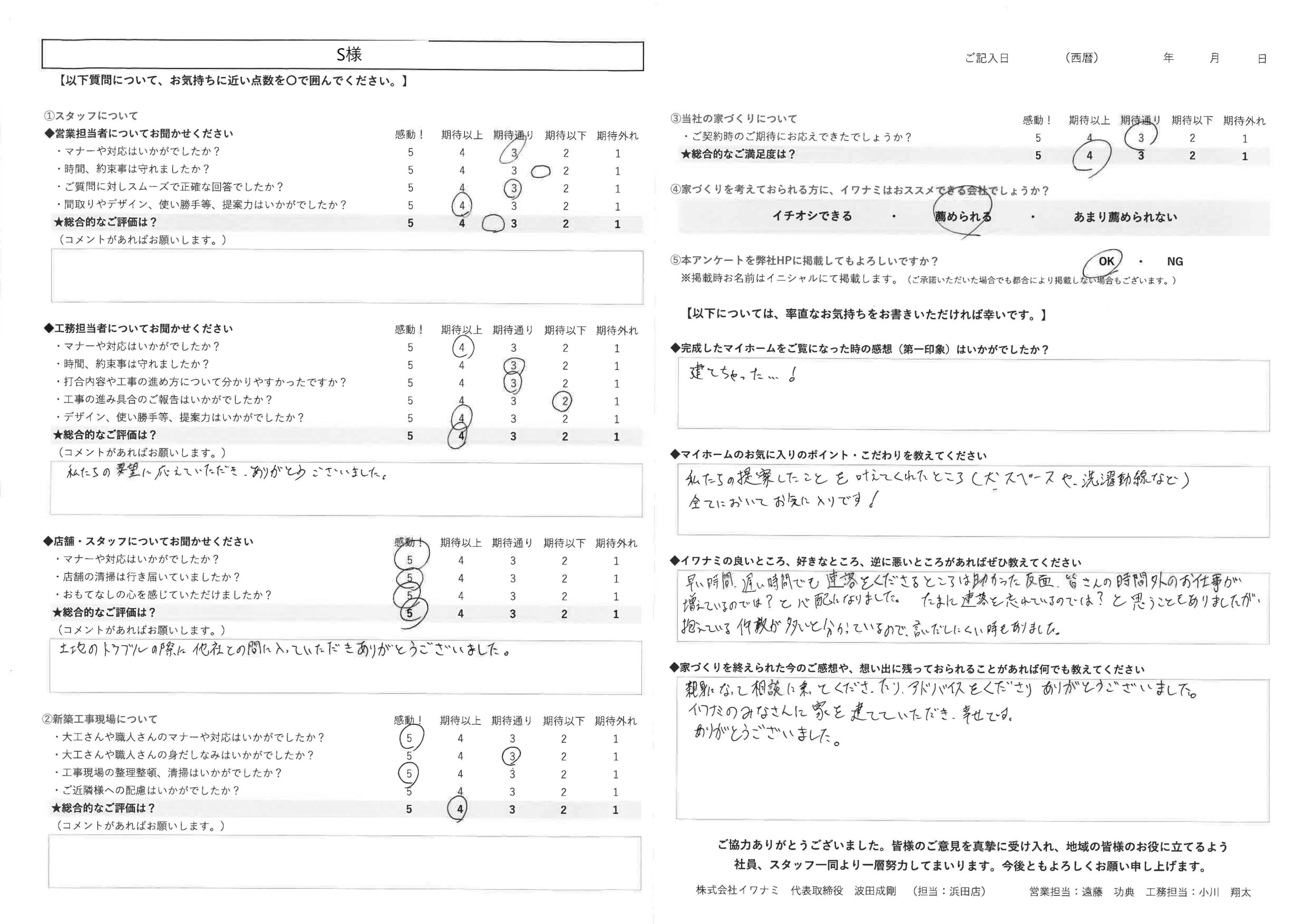 イワナミの皆さんに家を建てていただき幸せです